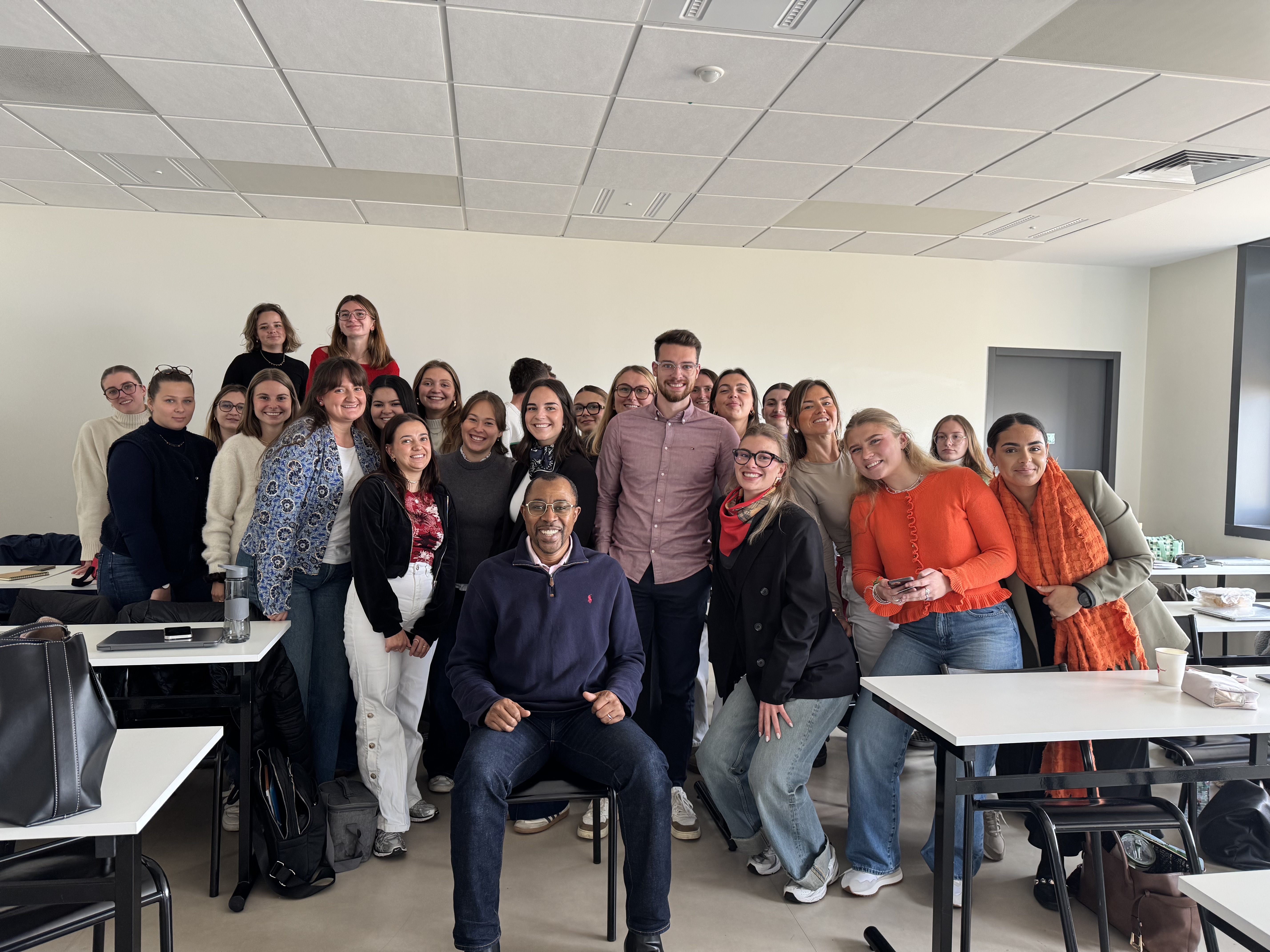 Professor Salouhou with faculty and students at IAE Lille